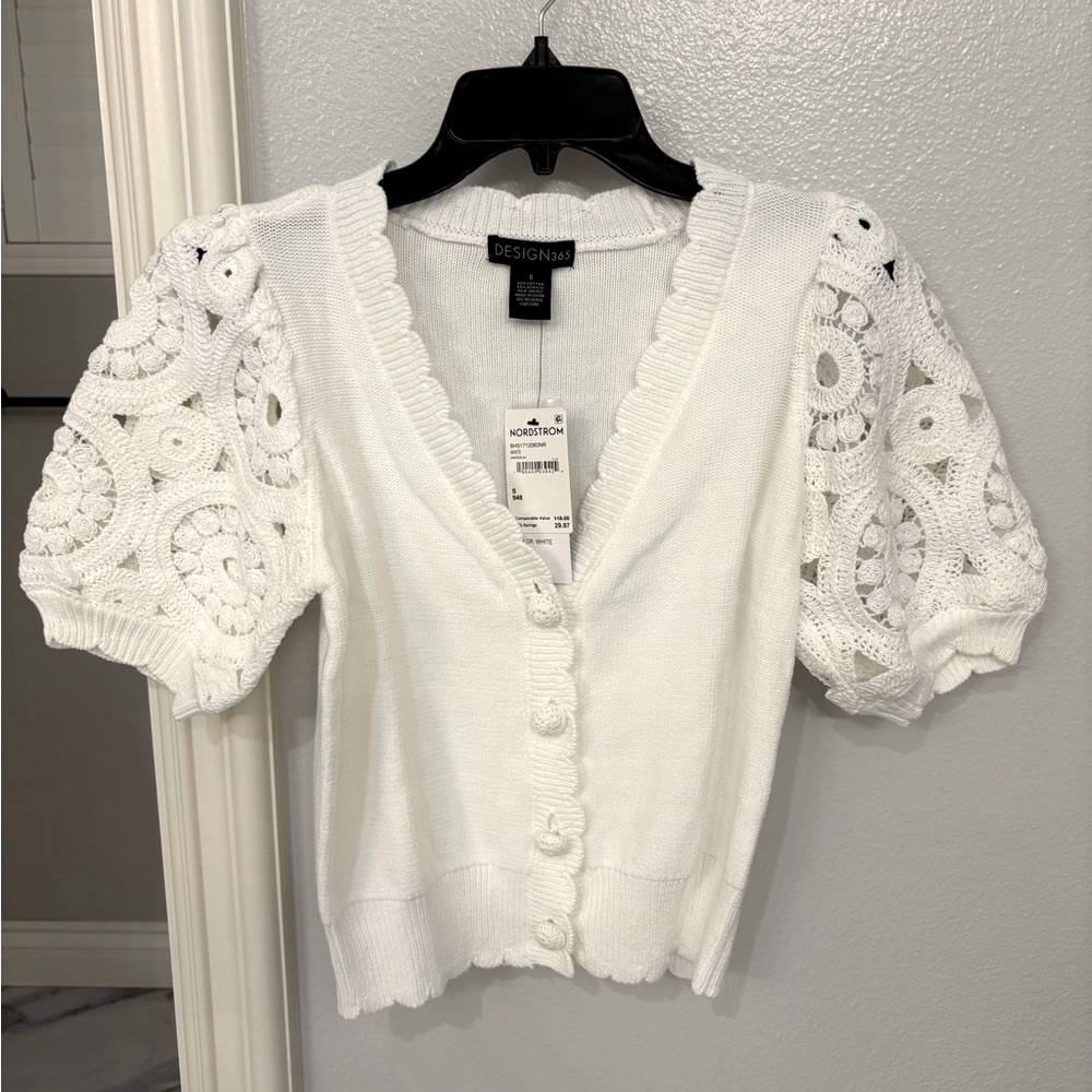 Nordstrom White Button-Up Cardigan